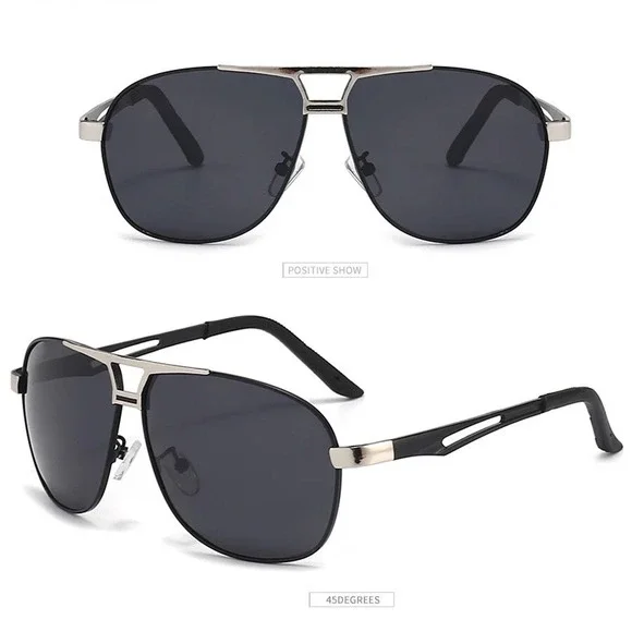 Aviator Sunglasses Women Dark Lenses Silver Metal Frame Black Arms Chic Fashion - Picture 4 of 12